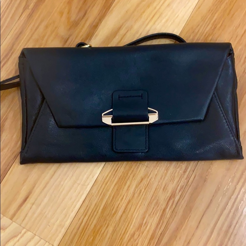 Black Leather Crossbody Clutch